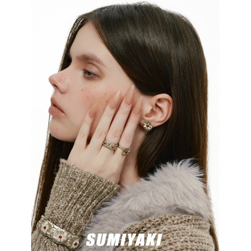 SUMIYAKI 雛菊系列法式復古戒指開口可調節