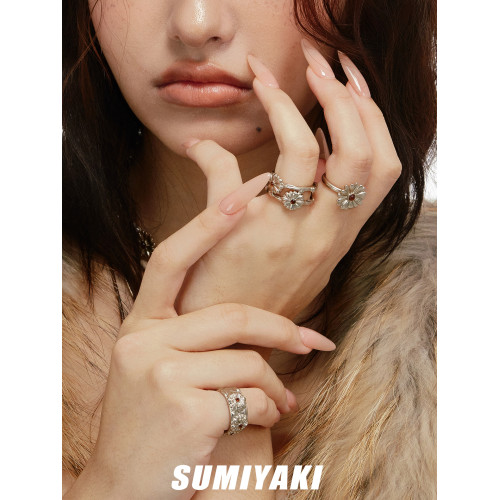 SUMIYAKI 雛菊系列法式復古戒指開口可調節