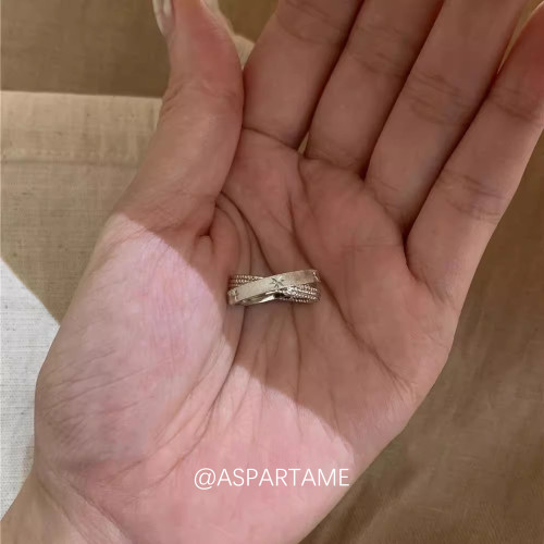 阿斯巴甜 水星記小雙環~中古vintage拉絲星芒戒指輕奢高級感指環