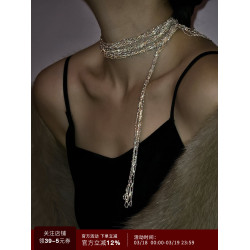純手工銀色金屬絲巾毛衣項鍊女款2025新款素鏈秋冬配飾長款毛衣鏈