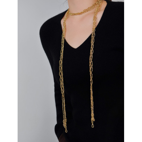 純手工銀色金屬絲巾毛衣項鍊女款2025新款素鏈秋冬配飾長款毛衣鏈