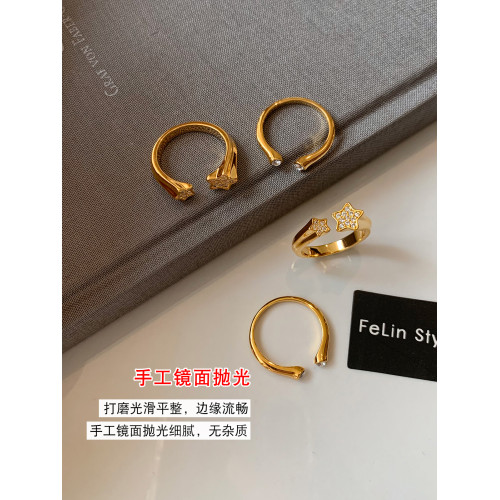 歐美金色星星開口食指中指戒指女小衆設計輕奢高級感曡戴中古指環