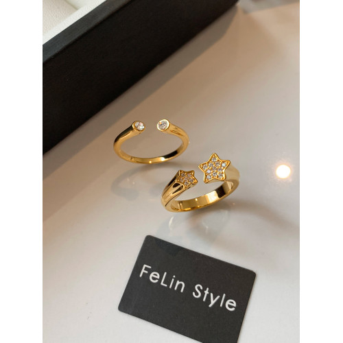 歐美金色星星開口食指中指戒指女小衆設計輕奢高級感曡戴中古指環