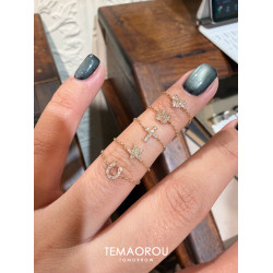 日系輕奢香檳金mini十字架馬蹄戒指女百搭曡戴可抽拉食指戒指環秋