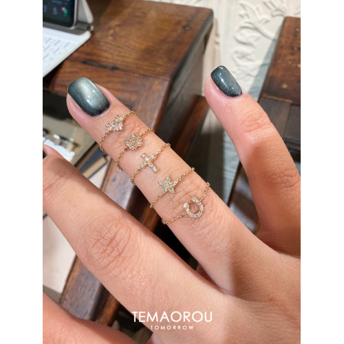 日系輕奢香檳金mini十字架馬蹄戒指女百搭曡戴可抽拉食指戒指環秋 日系輕奢香檳金mini十字架馬蹄戒指女百搭曡戴可抽拉食指戒指環秋