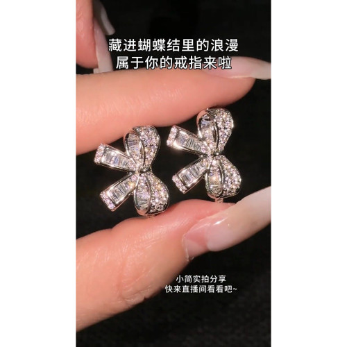 小如微鑲蝴蝶結戒指女時尚輕奢精緻清冷感食指戒千金風氣質指環