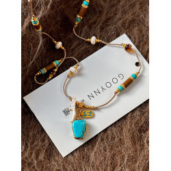 民族風復古天然綠松石項鍊女款2026新款淡水巴洛克珍珠長款毛衣鏈