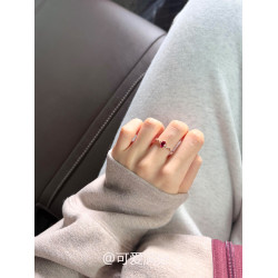 「一路長虹」中古爆閃鴿血紅鴿子蛋鋯石戒指復古簡約顯白氣質指環