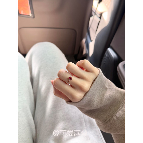 「一路長虹」中古爆閃鴿血紅鴿子蛋鋯石戒指復古簡約顯白氣質指環