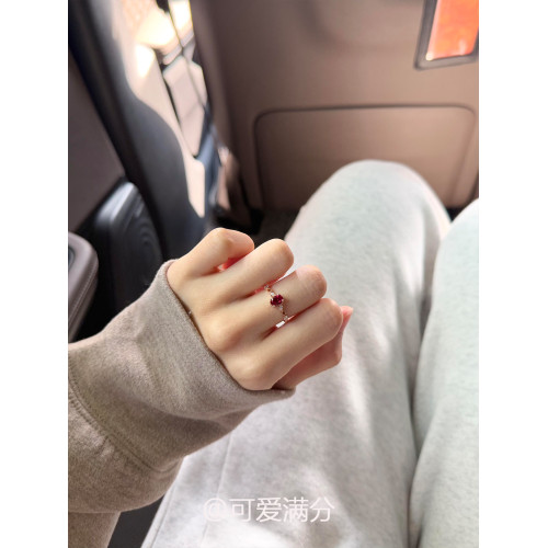 「一路長虹」中古爆閃鴿血紅鴿子蛋鋯石戒指復古簡約顯白氣質指環