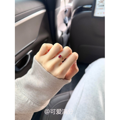 「一路長虹」中古爆閃鴿血紅鴿子蛋鋯石戒指復古簡約顯白氣質指環