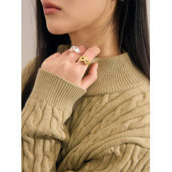 NO  / 純銅鍍金銀 *歌劇魅影 寶石眨眼中世紀面具可調節戒指