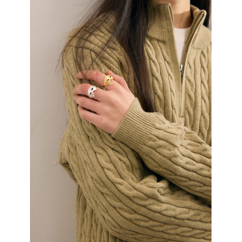 NO  / 純銅鍍金銀 *歌劇魅影 寶石眨眼中世紀面具可調節戒指