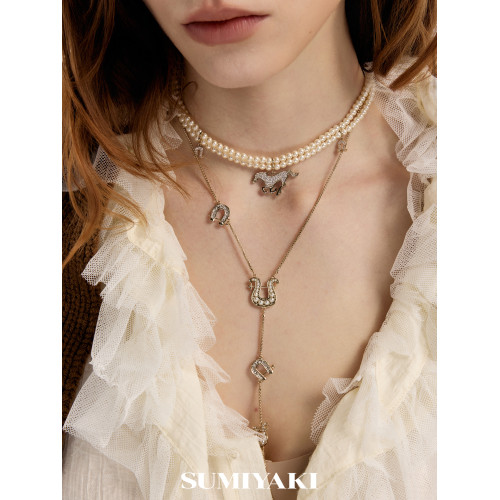 SUMIYAKI 馬年系列 馬蹄釦Y字鏈項鍊百搭高級輕奢毛衣鏈新年禮物