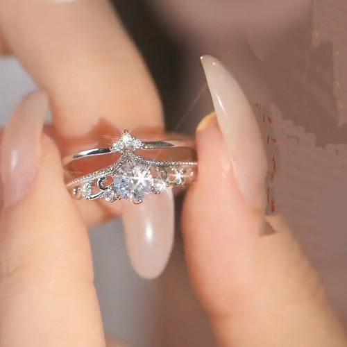 柔柔時尚皇冠套戒氣質易搭戒指指環曡戴輕奢食指戒 柔柔時尚皇冠套戒氣質易搭戒指指環曡戴輕奢食指戒