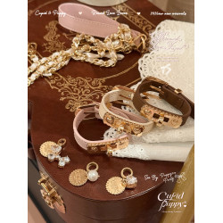 圓蕾絲戀人 原創花邊鎖釦頭層牛皮手環 小狗派對原創設計