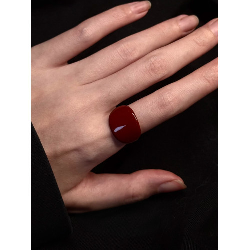 復古硃砂紅方型幾何戒指小衆高級感百搭曡戴食指戒秋冬顯白指環女