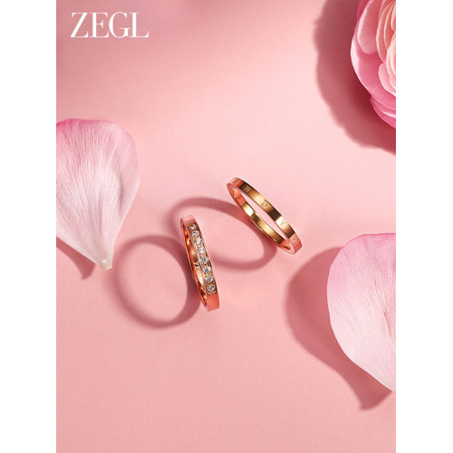 ZENGLIU玫瑰金輕奢羅馬數字鈦鋼食指戒指女秋冬小衆設計情侶對戒