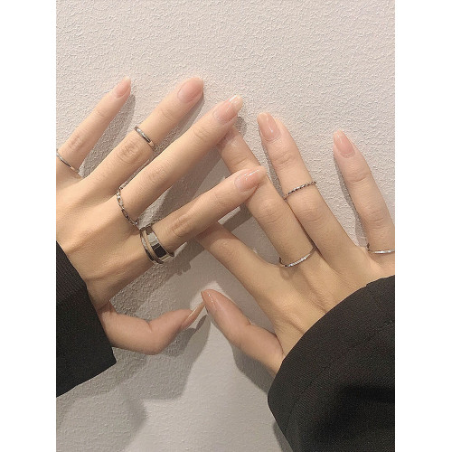 戒指女曡戴輕奢高級感小衆設計套裝ins指環不掉色尾戒小指鈦鋼素