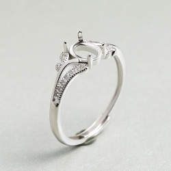 戒指托女款鑲嵌蜜蠟琥珀戒面橢圓形diy戒托8*10 10*13空托鍍925銀