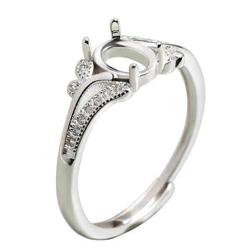 戒指托女款鑲嵌蜜蠟琥珀戒面橢圓形diy戒托8*10 10*13空托鍍925銀