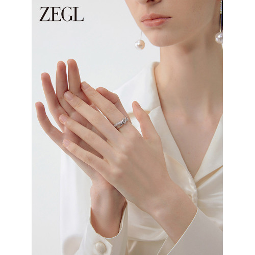 ZENGLIU交叉戒指女輕奢小衆設計精緻簡約冷淡風個性秋冬食指戒子