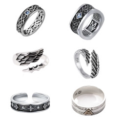 復古創意戒指男潮ins單身戒小衆開口可調節食指男生個性指環男士