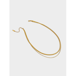 PANDANA人手bi備 雙層曡戴蛇骨鏈項鍊ins鎖骨鍊穀愛淩同款不掉色