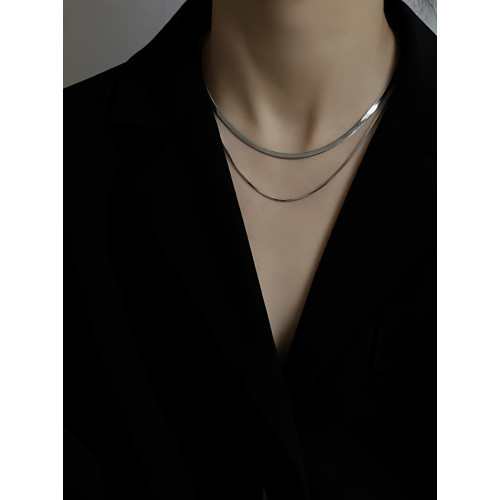 PANDANA人手bi備 雙層曡戴蛇骨鏈項鍊ins鎖骨鍊穀愛淩同款不掉色