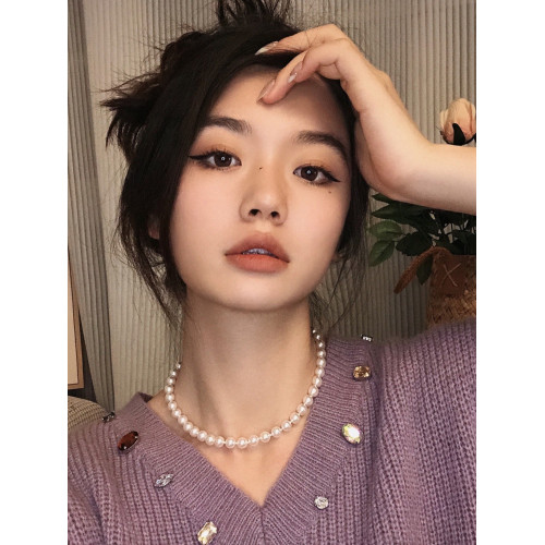 新款推薦 施家珍珠項鍊女輕奢小衆高級感頸鏈施家珍珠短款項鍊