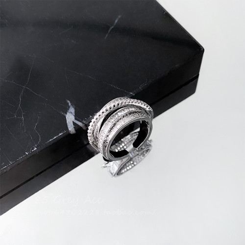 2026年新款多層微鑲開口戒指女時尚個性高級感食指戒ins嘻哈指環 2026年新款多層微鑲開口戒指女時尚個性高級感食指戒ins嘻哈指環