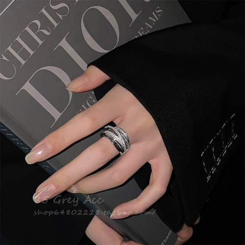 2026年新款多層微鑲開口戒指女時尚個性高級感食指戒ins嘻哈指環 2026年新款多層微鑲開口戒指女時尚個性高級感食指戒ins嘻哈指環