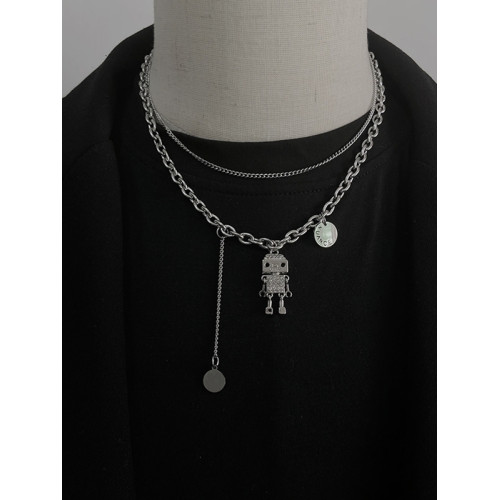 新款可動機器人項鍊男生潮流嘻哈吊墜鎖骨鍊兒童街舞配飾毛衣鏈女 新款可動機器人項鍊男生潮流嘻哈吊墜鎖骨鍊兒童街舞配飾毛衣鏈女