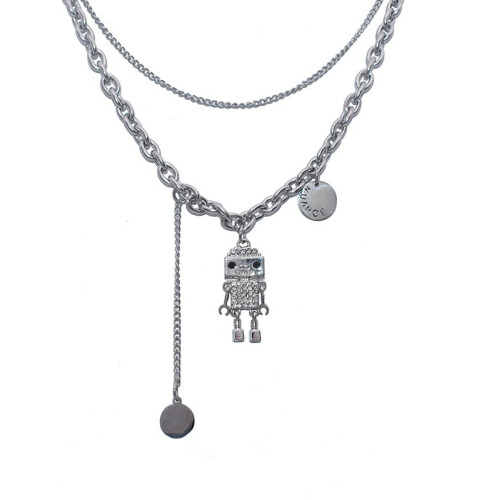 新款可動機器人項鍊男生潮流嘻哈吊墜鎖骨鍊兒童街舞配飾毛衣鏈女 新款可動機器人項鍊男生潮流嘻哈吊墜鎖骨鍊兒童街舞配飾毛衣鏈女