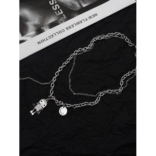 新款可動機器人項鍊男生潮流嘻哈吊墜鎖骨鍊兒童街舞配飾毛衣鏈女 新款可動機器人項鍊男生潮流嘻哈吊墜鎖骨鍊兒童街舞配飾毛衣鏈女