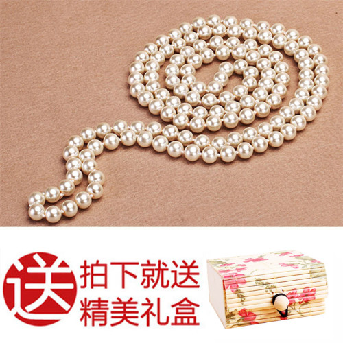 韓版氣質多圈珍珠項鍊女式長款多層打結毛衣鏈旗袍百搭時尚項飾品 韓版氣質多圈珍珠項鍊女式長款多層打結毛衣鏈旗袍百搭時尚項飾品
