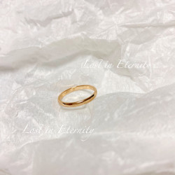 【Eternity】洗手免摘 細戒指經典款美國18K玫瑰金色光面對戒指環