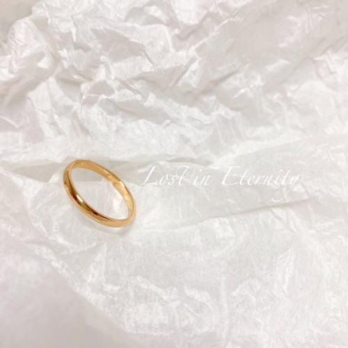 【Eternity】洗手免摘 細戒指經典款美國18K玫瑰金色光面對戒指環