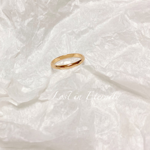 【Eternity】洗手免摘 細戒指經典款美國18K玫瑰金色光面對戒指環