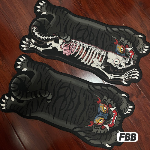 FBB原創國潮老虎異形滑鼠墊亂紋布粗面桌墊鎖邊個性創意墊子骷髏