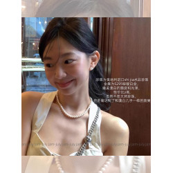 fever倪妮同款施家珍珠項鍊女款春夏百搭頸鏈新款ins元寶釦鎖骨鍊