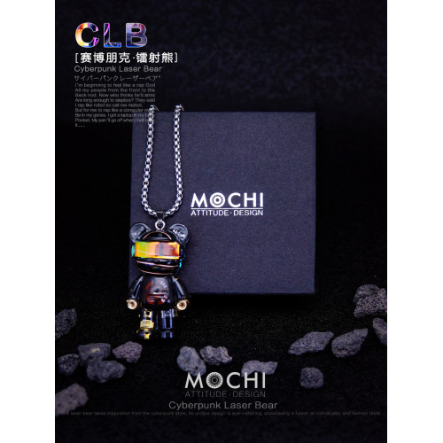 MOCHI潮流龐克小熊項鍊百搭嘻哈男生吊墜高級感掛件配飾炫酷禮物