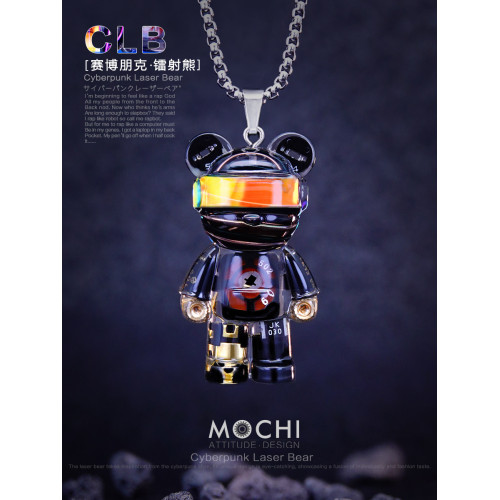 MOCHI潮流龐克小熊項鍊百搭嘻哈男生吊墜高級感掛件配飾炫酷禮物