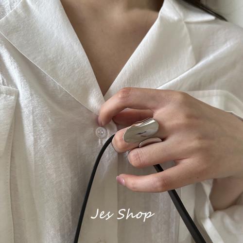 Jes Shop不規則寬面戒指小衆設計重工極簡風ins極簡個性開口指環