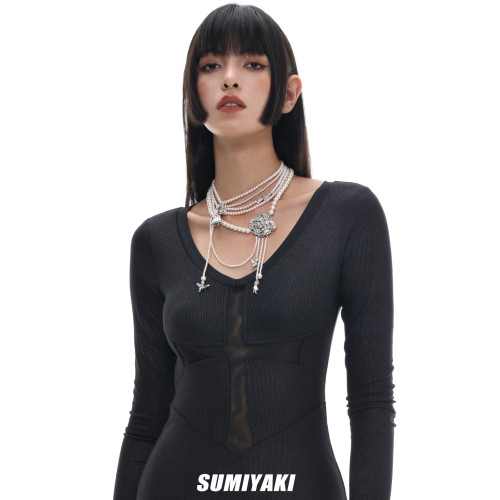 【明星同款】SUMIYAKI原創美拉德美式珍珠項鍊重工小衆個性毛衣鏈