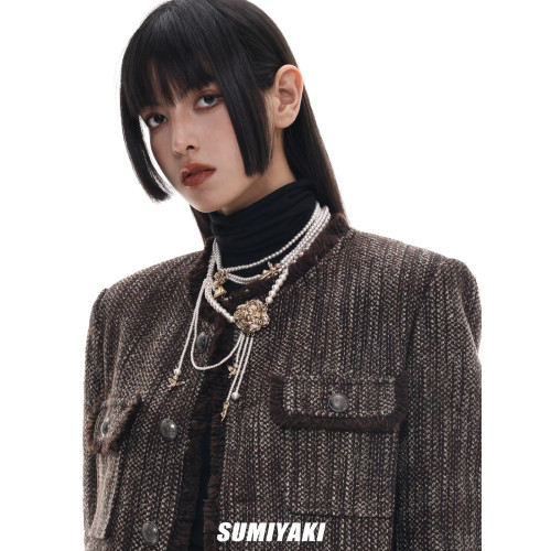 【明星同款】SUMIYAKI原創美拉德美式珍珠項鍊重工小衆個性毛衣鏈