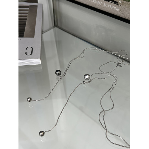 方糖家 三色珍珠抽拉可調節長款蛇骨輕奢毛衣鏈簡約新款小衆項鍊