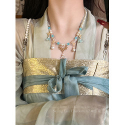 ［洛月］漢服瓔珞珍珠吊墜項鍊女款新中式國風古裝唐風裝飾配飾品