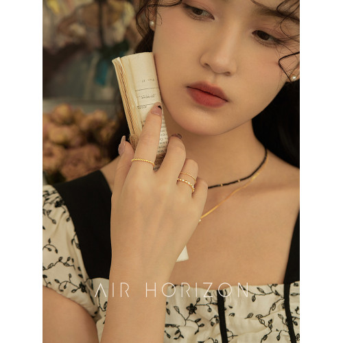 AIR-HORIZON素圈彩釉戒指女多件曡戴套戒小衆設計高級感開口戒潮