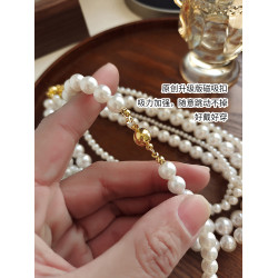 施家澳白色倪妮同款珍珠項鍊女輕奢鎖骨鍊2026新款爆款磁吸釦頸鏈